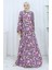 Desenli Penye Elbise 2135C-01 Lila 1