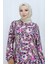Desenli Penye Elbise 2135C-01 Lila 4
