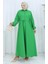 Keten Yelek Elbise Ikili Takım 2141-09 Zümrüt Yeşili 1