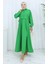 Keten Yelek Elbise Ikili Takım 2141-09 Zümrüt Yeşili 2
