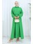 Keten Yelek Elbise Ikili Takım 2141-09 Zümrüt Yeşili 3