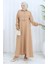 Aerobin Kumaş Yelek Elbise Ikili Takım 2142-01 Bej 3