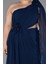 Tek Omuz Yırtmaçlı Uzun Şifon Büyük Beden Abiye ABU5145 3