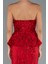 Straplez 3D Çiçek Işlemeli Peplum Uzun Abiye ABU5249 4