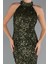 Halter Yaka Midi Pul Payet Abiye Elbise ABU5247 3