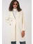 Kadın Krem Kaşe Kaban – %100 Polyester, Uzun Kollu, Düz Desen, Şık ve Sıcak Kışlık Dış Giyim 7