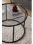 Startis Yuvarlak Orta Sehpa – Siyah Temperli Cam ve Metal Ayaklı, 60x60x45 cm, Minimalist Salon Dekoru 8