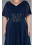 Kısa Kol V Yaka Şifon Uzun Büyük Beden Abiye ABU5159 3