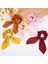 3'lü Fular Scrunchie Fularlı Saç Lastiği - Kadın Fularlı Fiyonk Toka Lastikli Saç Tokası Renk-5 4