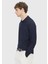 Lacivert Polo Yaka Düz Örgü Yün Karışımlı Triko Kazak 3