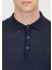 Lacivert Polo Yaka Düz Örgü Yün Karışımlı Triko Kazak 5