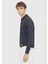 Antrasit Polo Yaka Düz Örgü Yün Karışımlı Triko Kazak 3