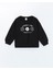 Lcw Kids Siyah Bisiklet Yaka Kalın Baskılı Kız Çocuk Sweatshirt 1