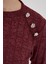 Bordo Düğme Detaylı Çizgili Triko Tunik 8132A 4