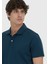 Petrol Düz Polo Yaka %100 Pamuk T-Shirt 3