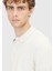 Ekru Polo Yaka Düz Örgü Yün Karışımlı Triko Kazak 4
