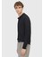 Siyah Polo Yaka Düz Örgü Yün Karışımlı Triko Kazak 3