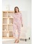 Kadın Petek Kumaş Kalp Desenli Bisiklet Yaka Pijama Takımı - 8915 2
