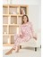 Kadın Petek Kumaş Kalp Desenli Bisiklet Yaka Pijama Takımı - 8915 4