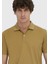 Zeytin Yeşili Düz Polo Yaka %100 Pamuk T-Shirt 3