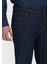 Lacivert Düz Slim Fit Denim Pamuk Karışımlı Pantolon 3