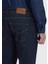 Lacivert Düz Slim Fit Denim Pamuk Karışımlı Pantolon 4