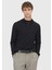 Siyah Yarım Balıkçı Yaka Düz Örgü Yün Karışımlı Triko Kazak 1