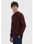 Bordo Bisiklet Yaka Düz Örgü Yün Karışımlı Triko Kazak 1