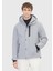 Açık Gri Regular Fit Kapüşonlu Casual Dokuma Mont 1