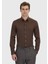 Kahverengi Düz Casual Fit Dokuma Casual Ipek Karışımlı Gömlek 1