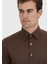 Kahverengi Düz Casual Fit Dokuma Casual Ipek Karışımlı Gömlek 3