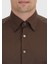 Kahverengi Düz Casual Fit Dokuma Casual Ipek Karışımlı Gömlek 4
