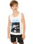 Minykids Dinozor Desen Beyaz Askılı Şortlu %100 Pamuklu Erkek Çocuk Pijama Takım 1
