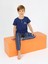 Minykids Çizgili Lacivert Kısa Kollu %100 Pamuklu Erkek Çocuk Pijama Takım 1
