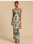 Tropikal Desenli Askılı Bağlamalı Uzun Elbise 5