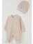 Erkek Bebek Patikli Tulum Çizgili Puantiye Desenli 0-6 Ay, Bej 3
