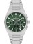 DKE.1.13981.8 Nefti Yeşil Gümüş Mikro Kare Desenli Takvimli Fosforlu Çelik Kordonlu Erkek Kol Saati 1