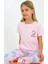 Minykids Unicorn Desen Pembe Kısa Kollu %100 Pamuklu Kız Çocuk Pijama Takım 1