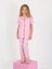 Minykids Kalp Desen Pembe Kısa Kollu Önden Düğmeli %100 Pamuklu Kız Çocuk Pijama Takım 2