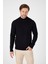 Siyah Saf %100 Pamuk Erkek Yarım Balıkçı Yaka Triko Kazak 7