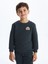 Lcw Kids Antrasit Bisiklet Yaka Baskılı Uzun Kollu Erkek Çocuk Sweatshirt 1