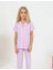 Minykids Çiçek Desen Lila Kısa Kollu Önden Düğmeli %100 Pamuklu Kız Çocuk Pijama Takım 1