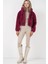 Kadın BDART Sahte Kürk Leopar Desenli Kapşonlu Crop Hoodie Purple 1