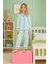 Minykids Çizgili %100 Pamuk Önden Düğmeli Yeşil Kız Çocuk Pijama Takım 1