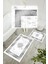 Dijital Baskı Mermer Desen Kaymaz Taban 2li Set Gri Klozet Takımı (50x60cm-60x100cm) 3