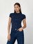 Mock Kadın Mavi Slim Fit T-Shirt W4BI26J1314-G7J6 2