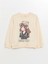 Lcw Kids Bej Bisiklet Yaka Uzun Kollu Baskılı Kız Çocuk Sweatshirt 1