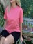 Regular Fit Bisiklet Yaka %100 Pamuk Kısa Kol Unisex Basic Pembe Tişört 2