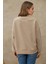 Kadın Oversize Bisiklet Yaka Basic Sweatshirt Natural 3