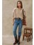 Kadın Oversize Bisiklet Yaka Basic Sweatshirt Natural 5